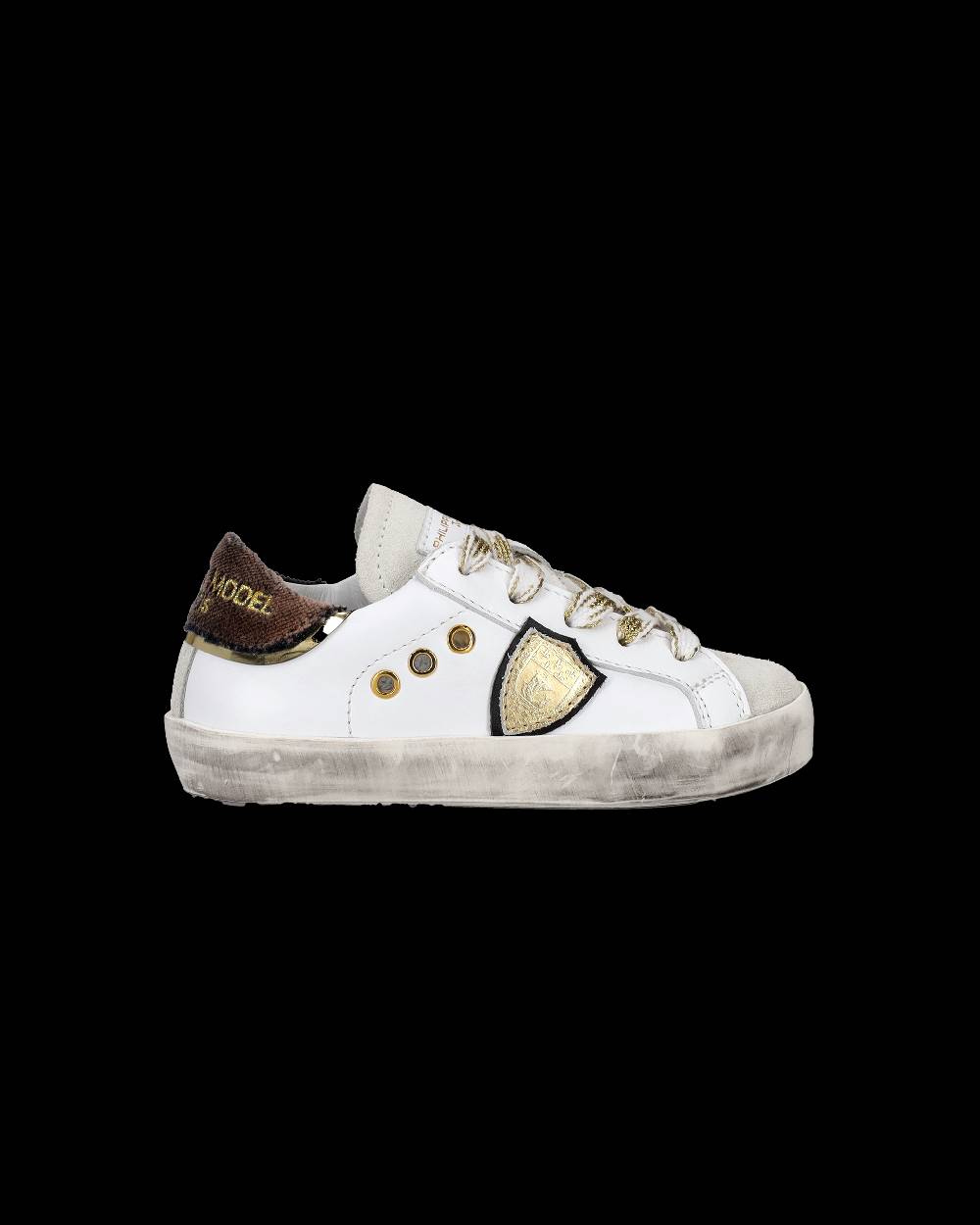 Philippe Model Scarpe da Bambini Prsx basse Bianche e Nere in Pelle Qualità Garantita