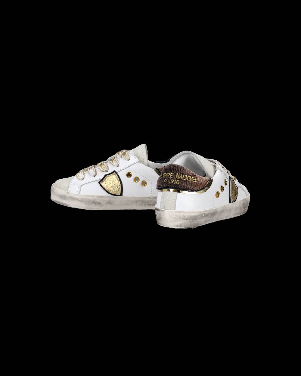 Philippe Model Scarpe da Bambini Prsx basse Bianche e Nere in Pelle Qualità Garantita