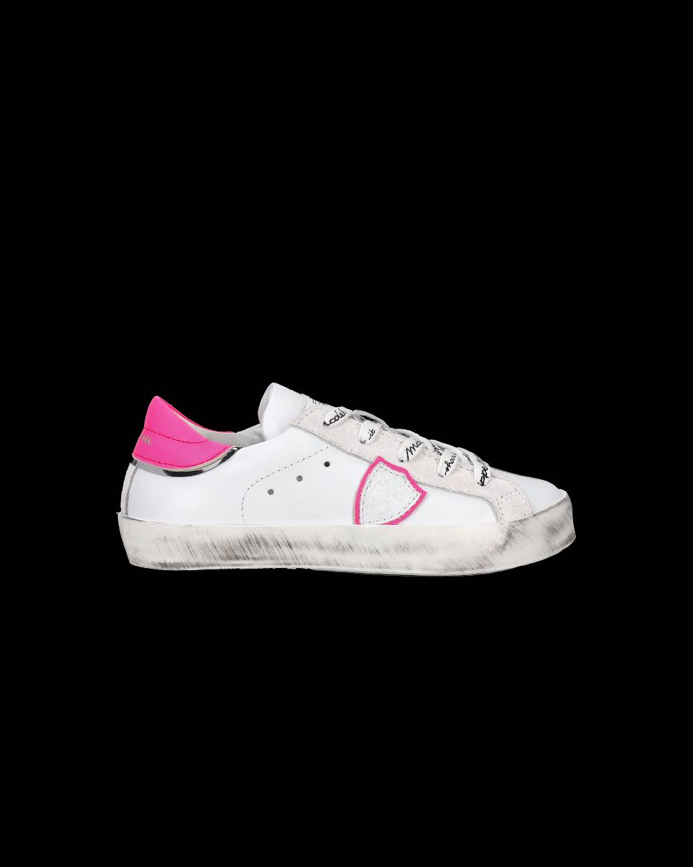 Philippe Model Scarpe da Bambini Prsx Bianche e Fucsia in Pelle Novità