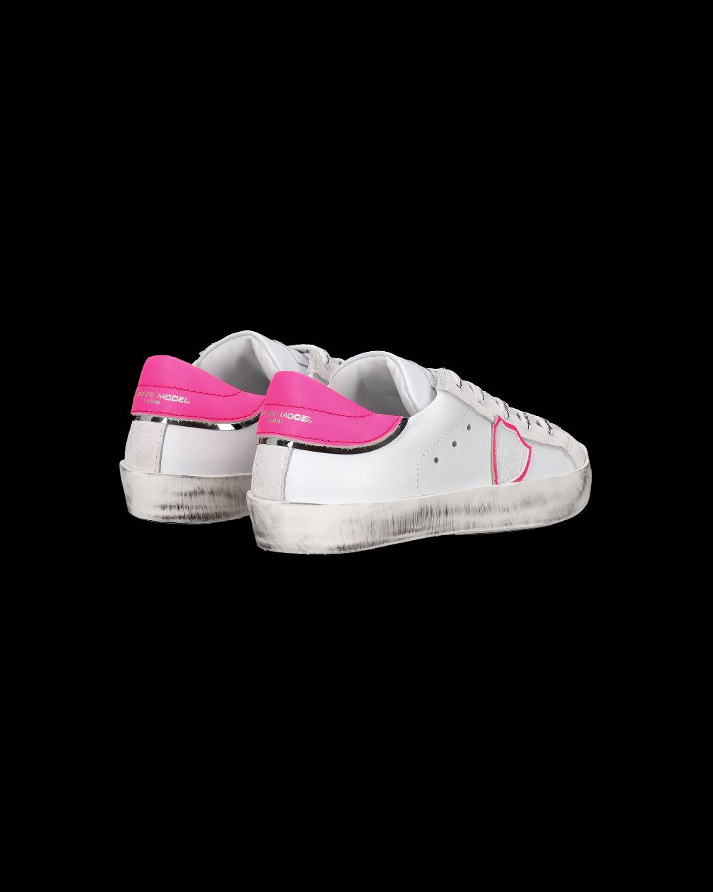 Philippe Model Scarpe da Bambini Prsx Bianche e Fucsia in Pelle Novità