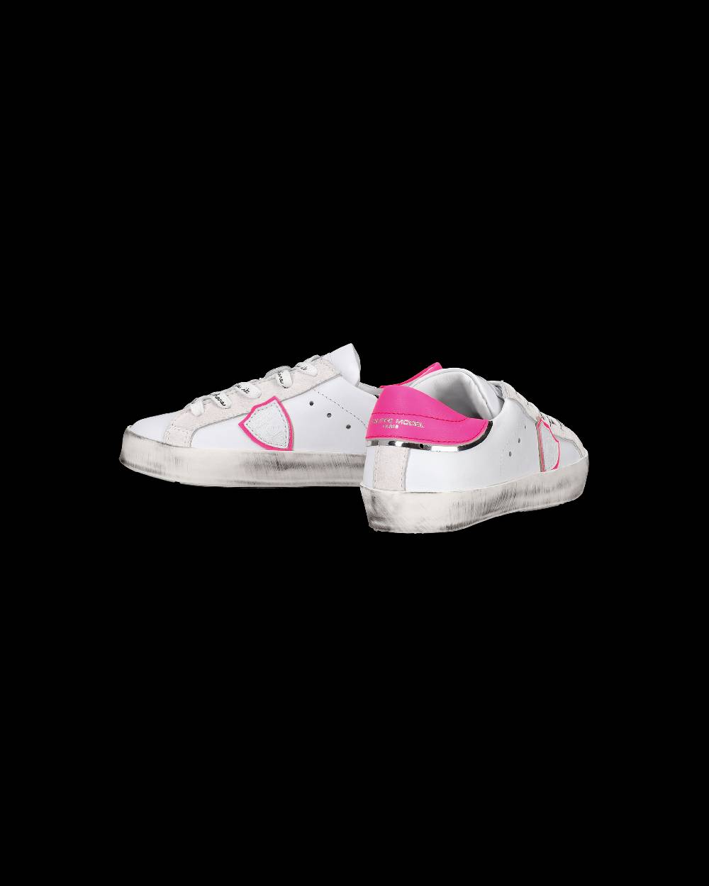 Philippe Model Scarpe da Bambini Prsx Bianche e Fucsia in Pelle Novità