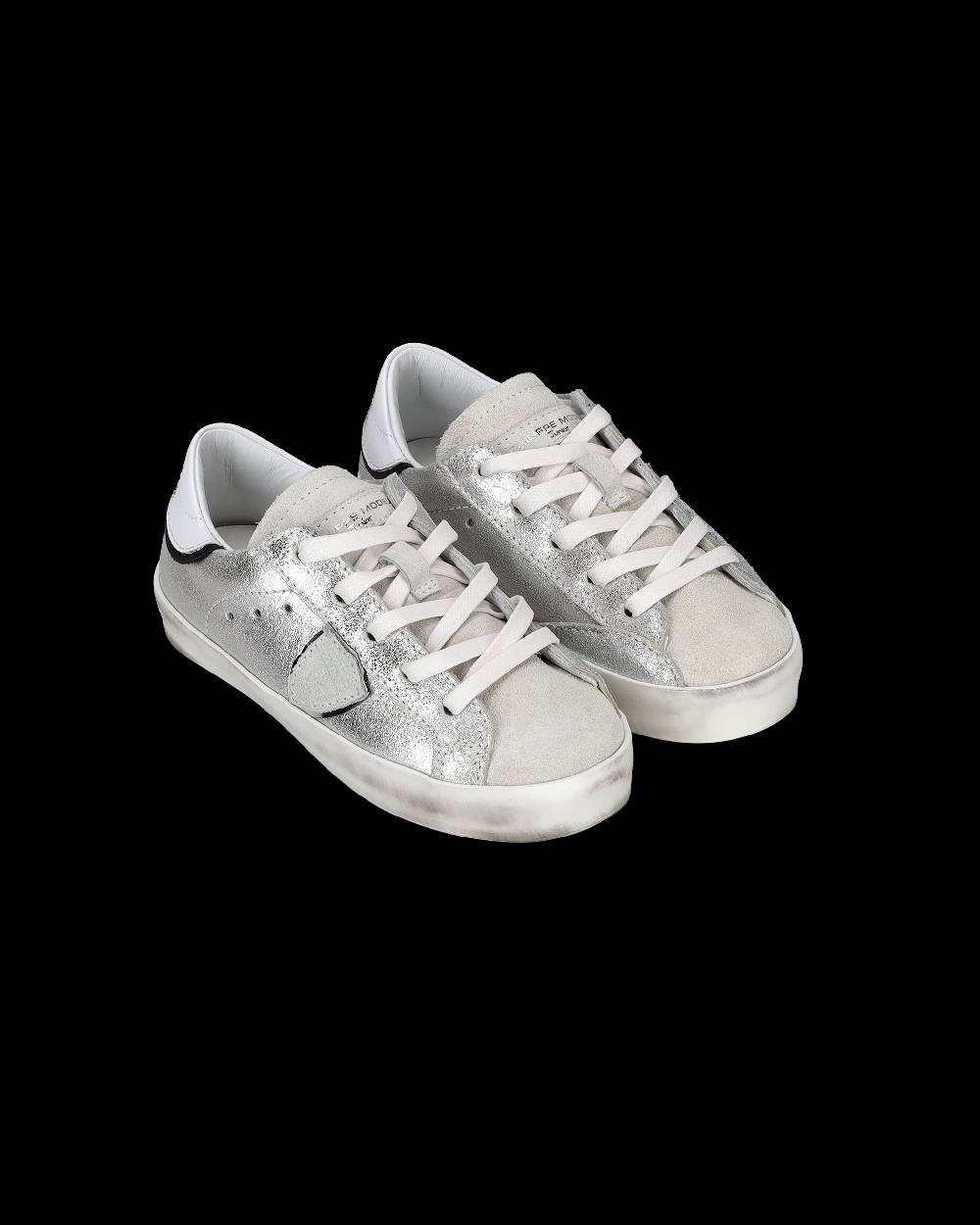 Philippe Model Sneakers Paris da Bambini Argento in Pelle Metal Vendita Calda