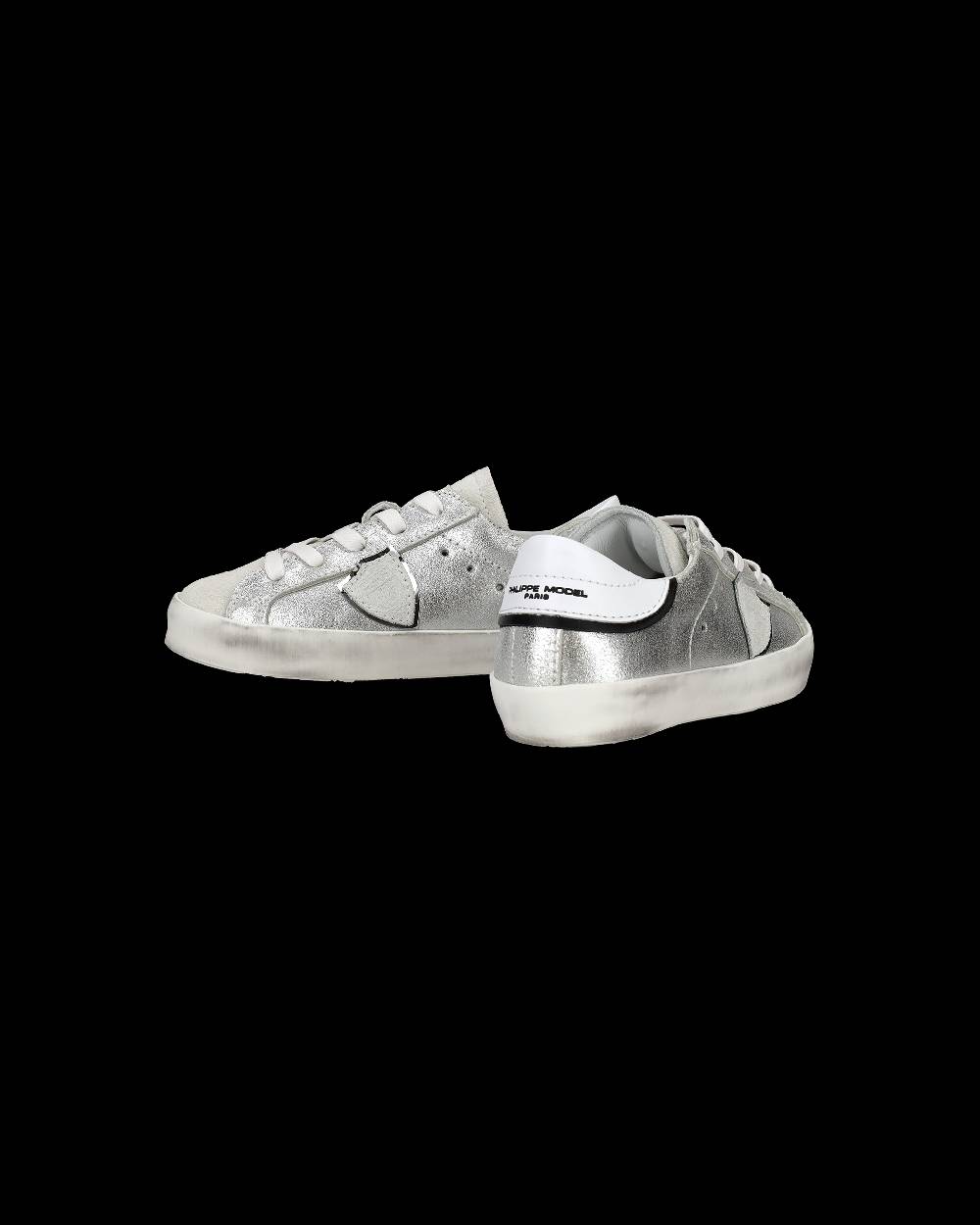 Philippe Model Sneakers Paris da Bambini Argento in Pelle Metal Vendita Calda
