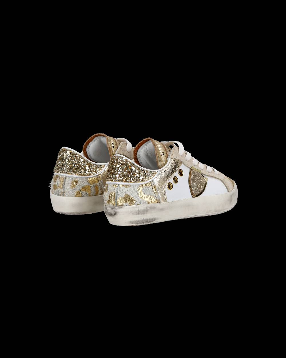 Philippe Model Baby Paris Low-Top Sneakers in Leather, White Gold In Saldo