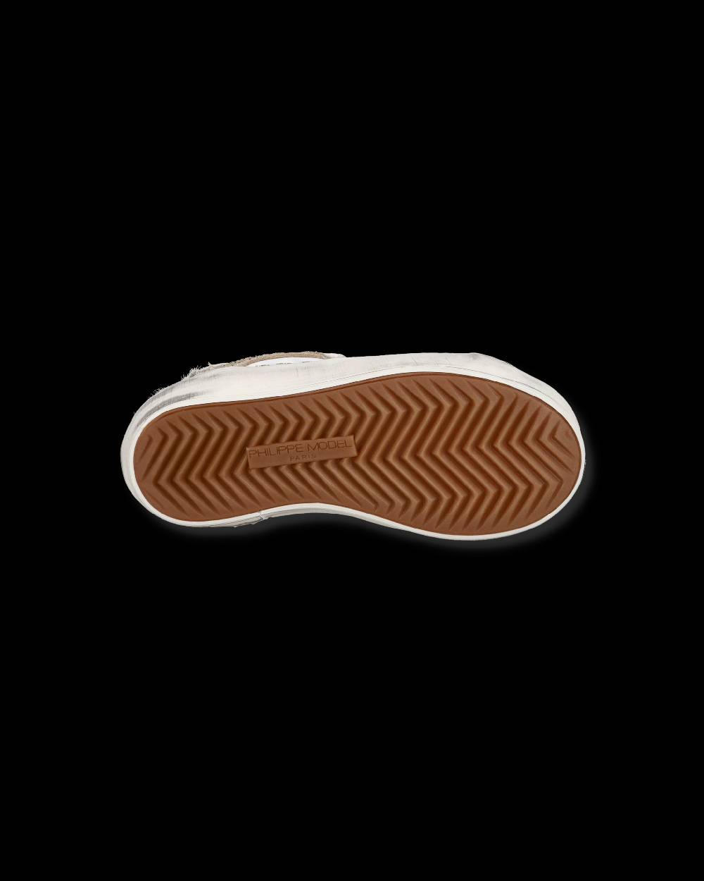 Philippe Model Baby Paris Low-Top Sneakers in Leather, White Gold In Saldo