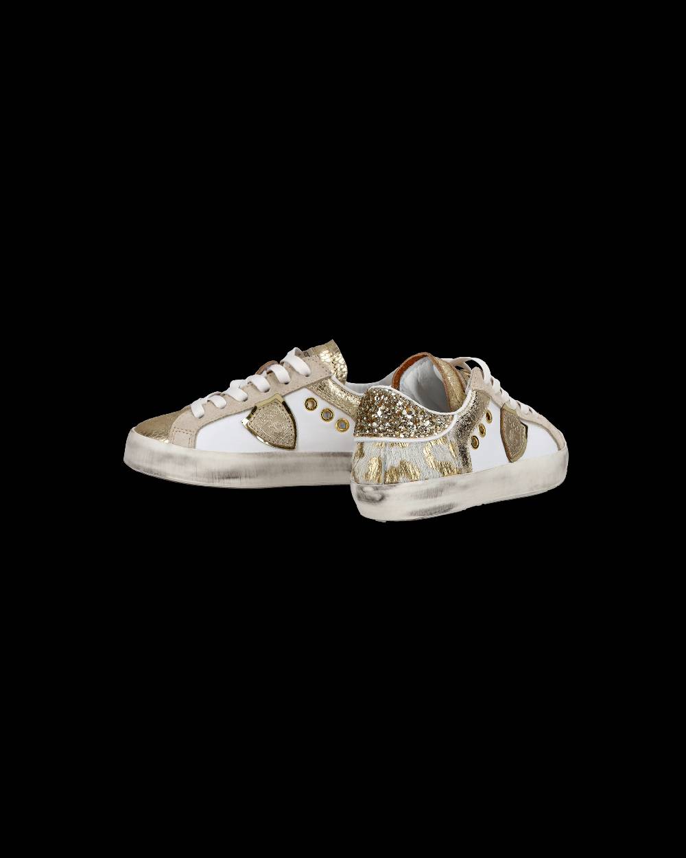 Philippe Model Baby Paris Low-Top Sneakers in Leather, White Gold In Saldo