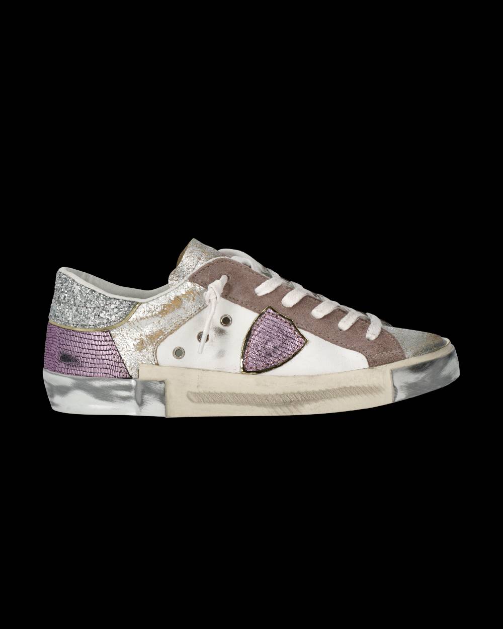 Philippe Model Sneaker Prsx Donna, Bianco Beige e Viola Spedizione Gratuita