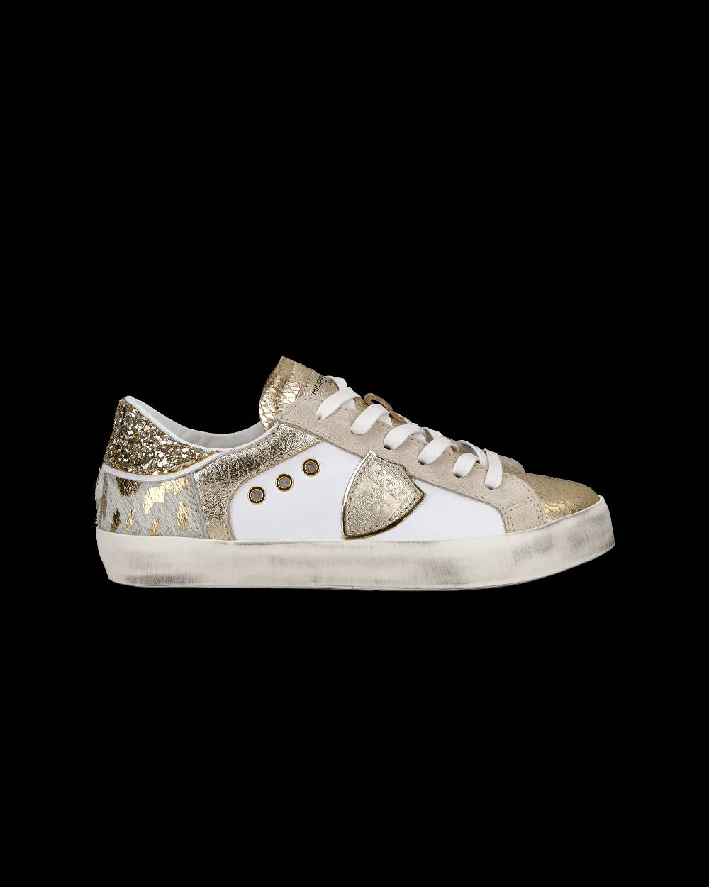 Philippe Model Sneakers basse Paris da Bambino in pelle, Bianco Oro Acquista Ora