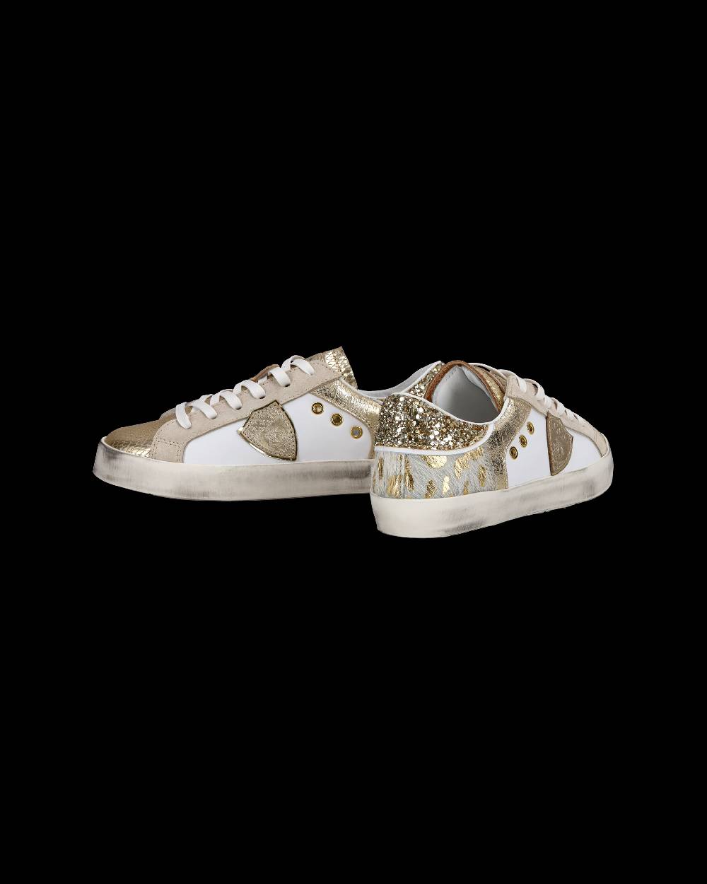 Philippe Model Sneakers basse Paris da Bambino in pelle, Bianco Oro Acquista Ora