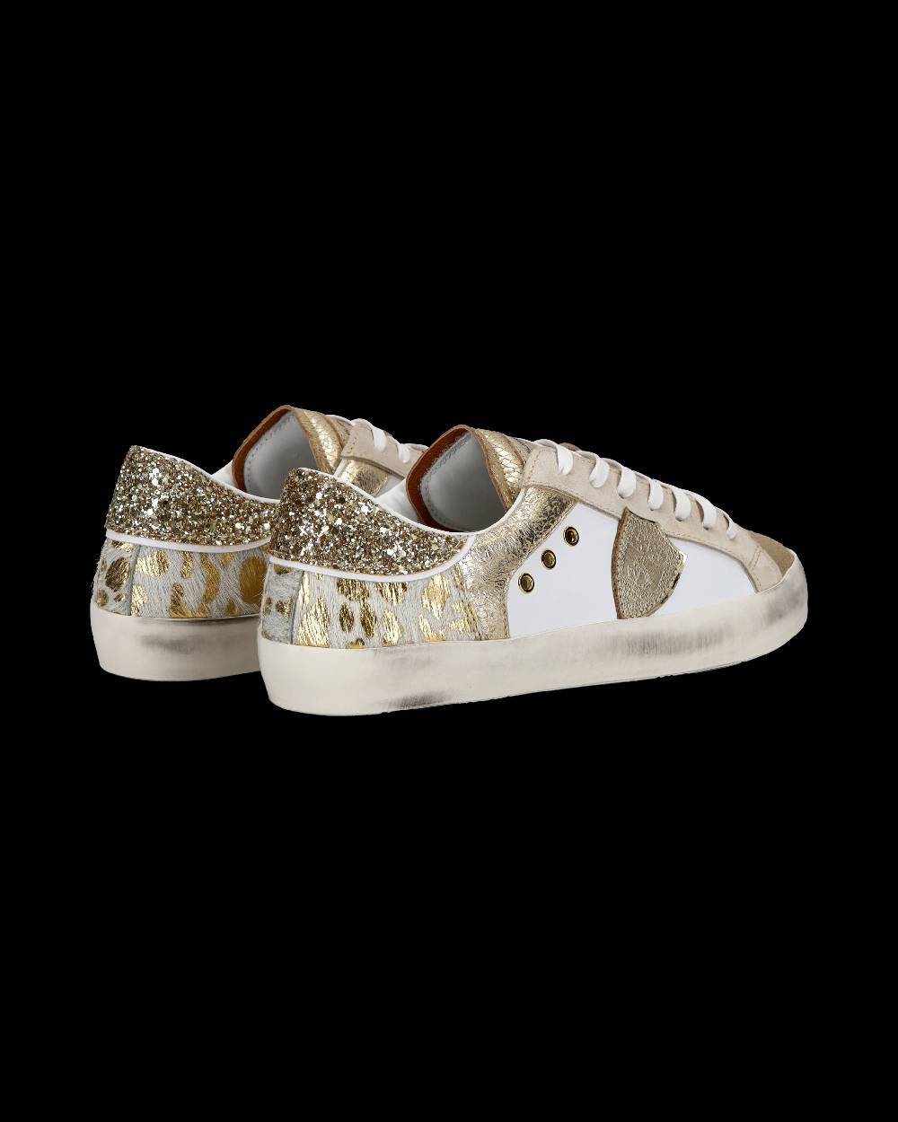 Philippe Model Sneakers basse Paris da Bambino in pelle, Bianco Oro Consegna Veloce