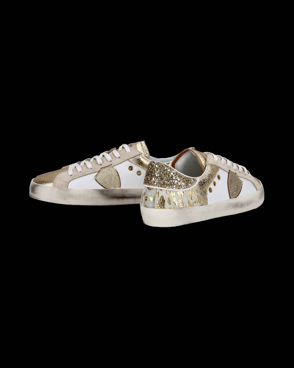 Philippe Model Sneakers basse Paris da Bambino in pelle, Bianco Oro Consegna Veloce