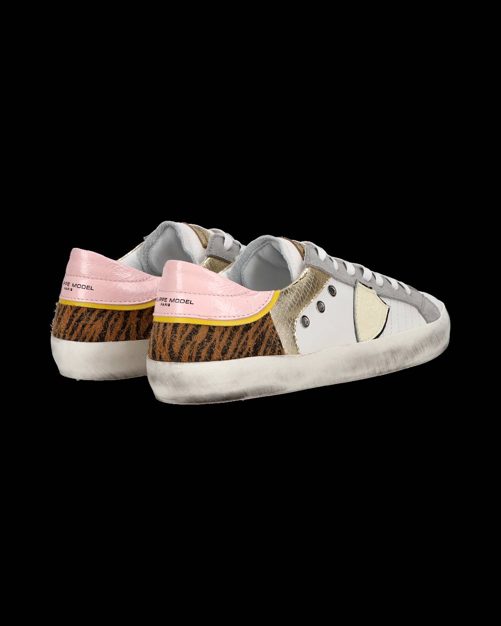 Philippe Model Sneakers basse Paris da Bambino in pelle, Bianco Cognac Promozione Limitata
