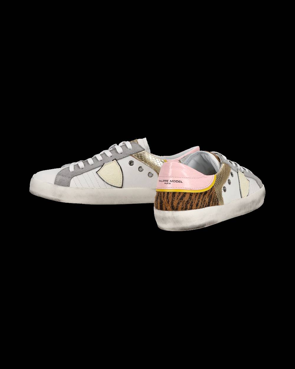 Philippe Model Sneakers basse Paris da Bambino in pelle, Bianco Cognac Promozione Limitata