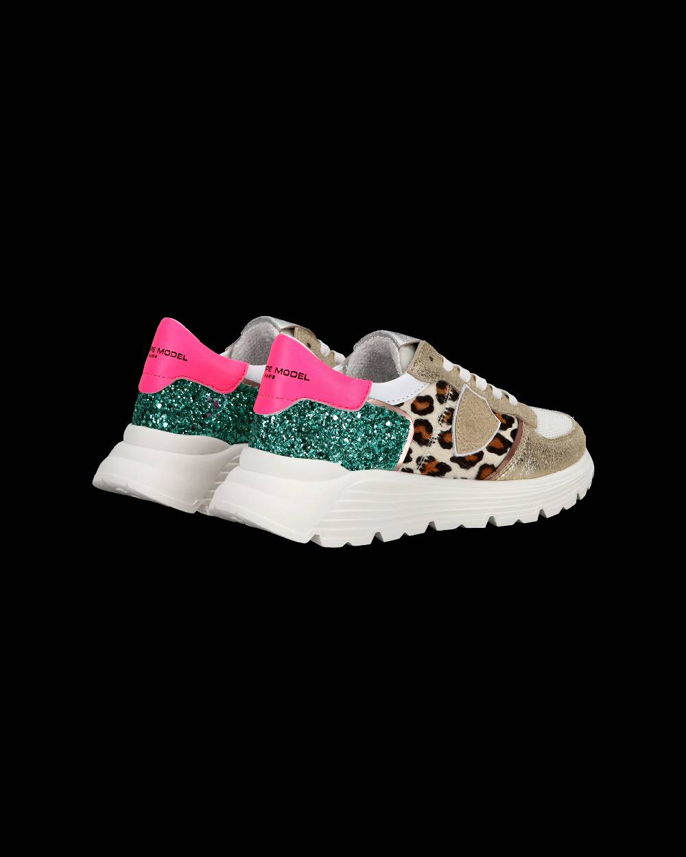 Philippe Model Sneakers basse Trpx Haute da Ragazzo in pelle e glitter, Bianco Verde Fino Al -60%