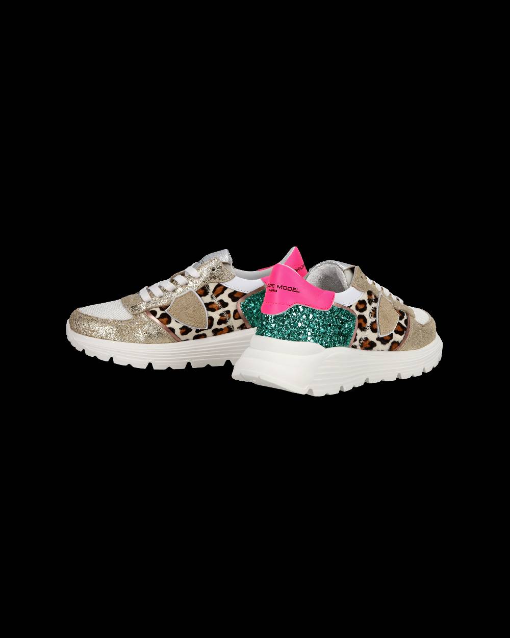 Philippe Model Sneakers basse Trpx Haute da Ragazzo in pelle e glitter, Bianco Verde Fino Al -60%