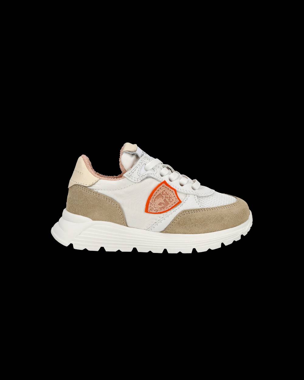 Philippe Model Baby Antibes Low-Top Sneakers in Nylon And Leather, White Beige Shopping Online