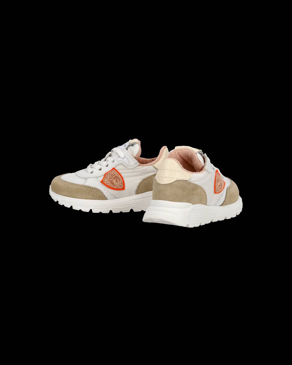 Philippe Model Baby Antibes Low-Top Sneakers in Nylon And Leather, White Beige Shopping Online