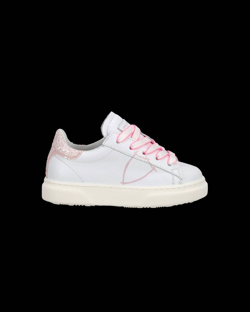 Philippe Model Baby Temple Low-Top Sneakers in Leather, White Pink Affare Del Giorno