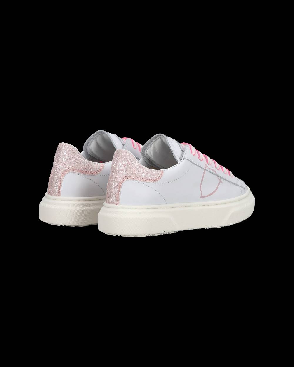 Philippe Model Sneakers basse Temple da Ragazzo in pelle, Bianco Rosa Prezzo Ridotto