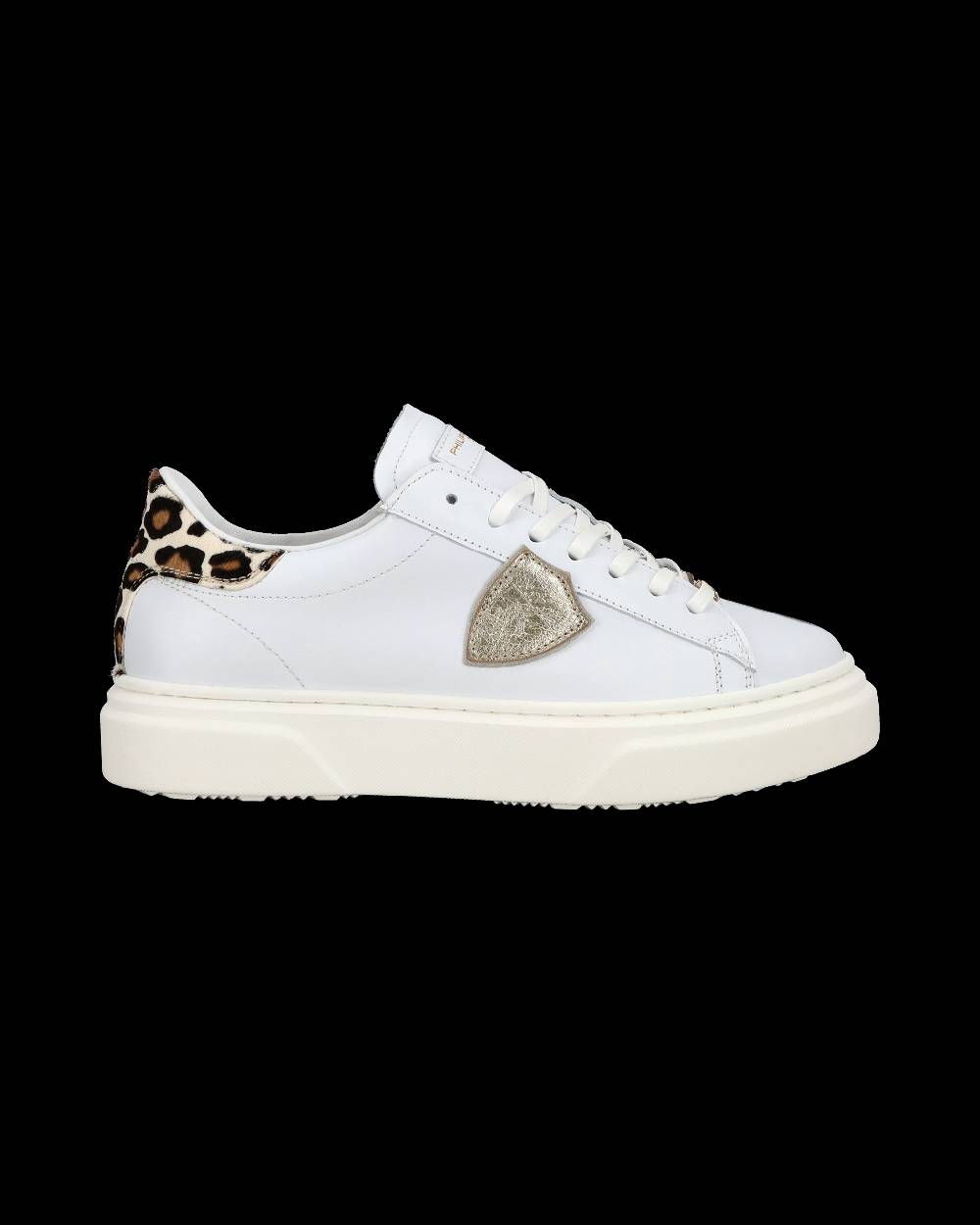 Philippe Model Junior Temple Low-Top Sneakers in Leather, White Pink Convenienza