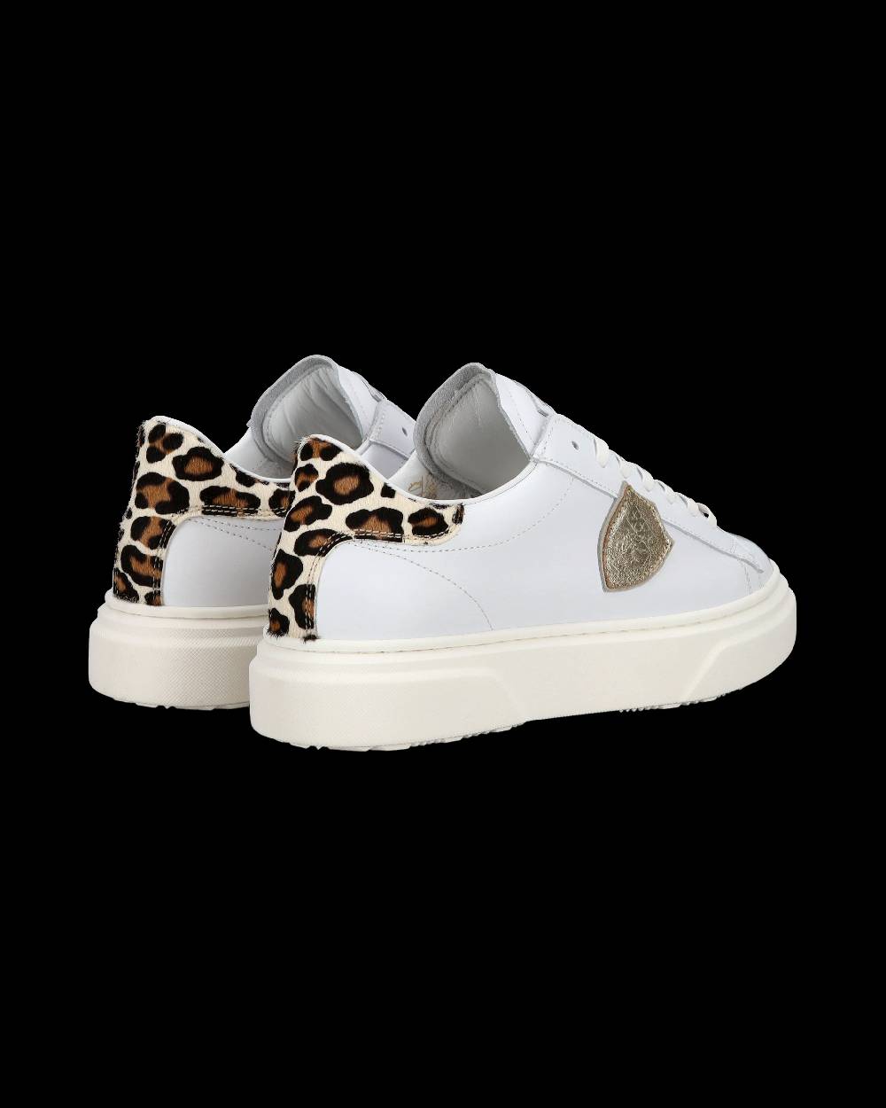 Philippe Model Junior Temple Low-Top Sneakers in Leather, White Pink Convenienza