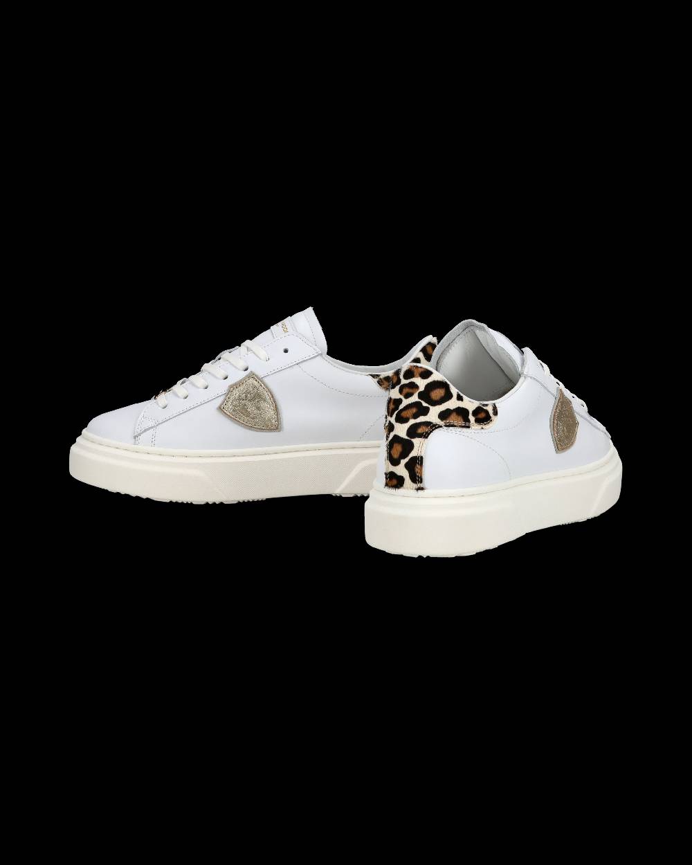 Philippe Model Junior Temple Low-Top Sneakers in Leather, White Pink Convenienza