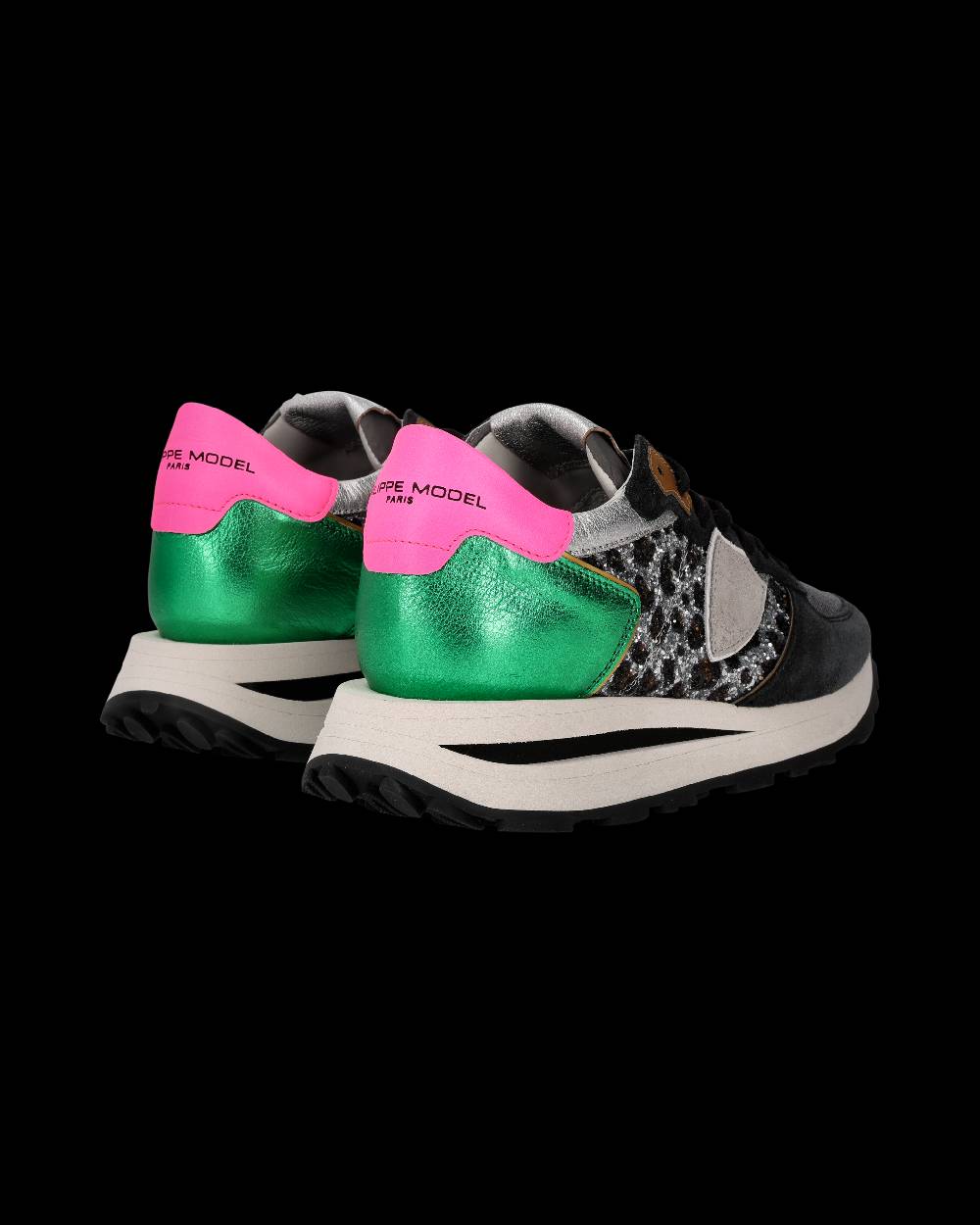 Philippe Model Sneaker Tropez Haute Donna, Nero e Verde Offerte
