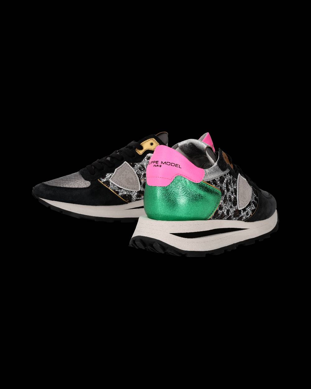 Philippe Model Sneaker Tropez Haute Donna, Nero e Verde Offerte