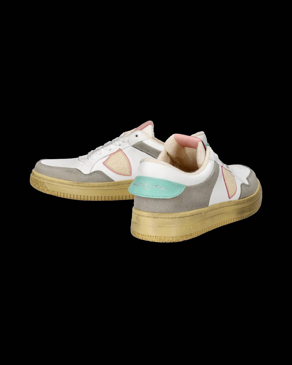 Philippe Model Sneakers Lyon da Donna Bianche e Rosa in Pelle Riciclata Spedizione Gratuita