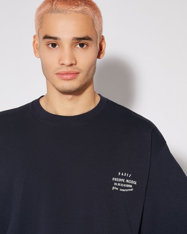 Philippe Model T-Shirt Maurice da Uomo Blu in Jersey Sconto