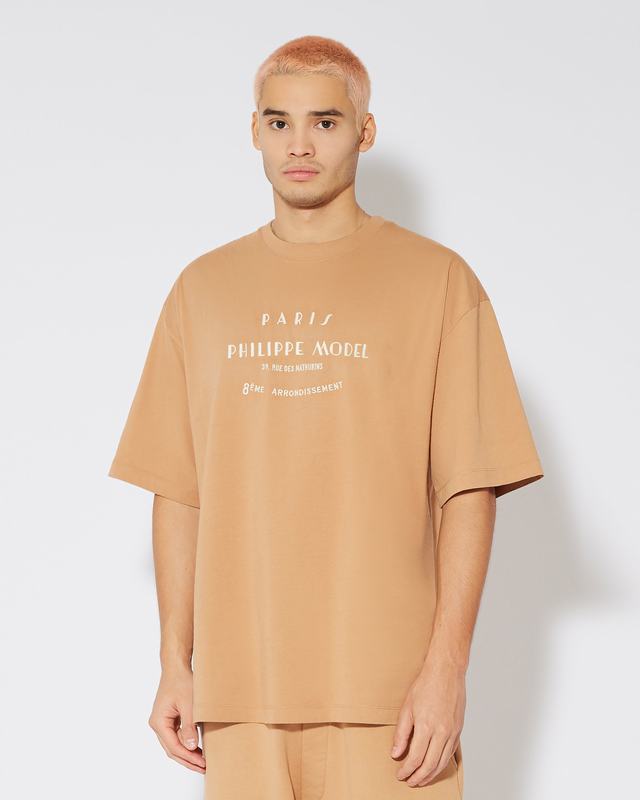 Philippe Model T-Shirt Maurice da Uomo Marrone in Jersey Offerta