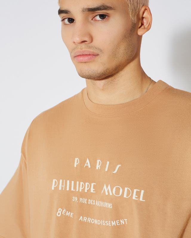 Philippe Model T-Shirt Maurice da Uomo Marrone in Jersey Offerta