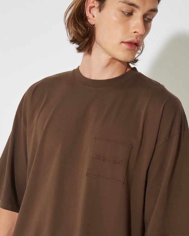 Philippe Model T-Shirt Maurice da Uomo Marrone Noce in Jersey In Vendita