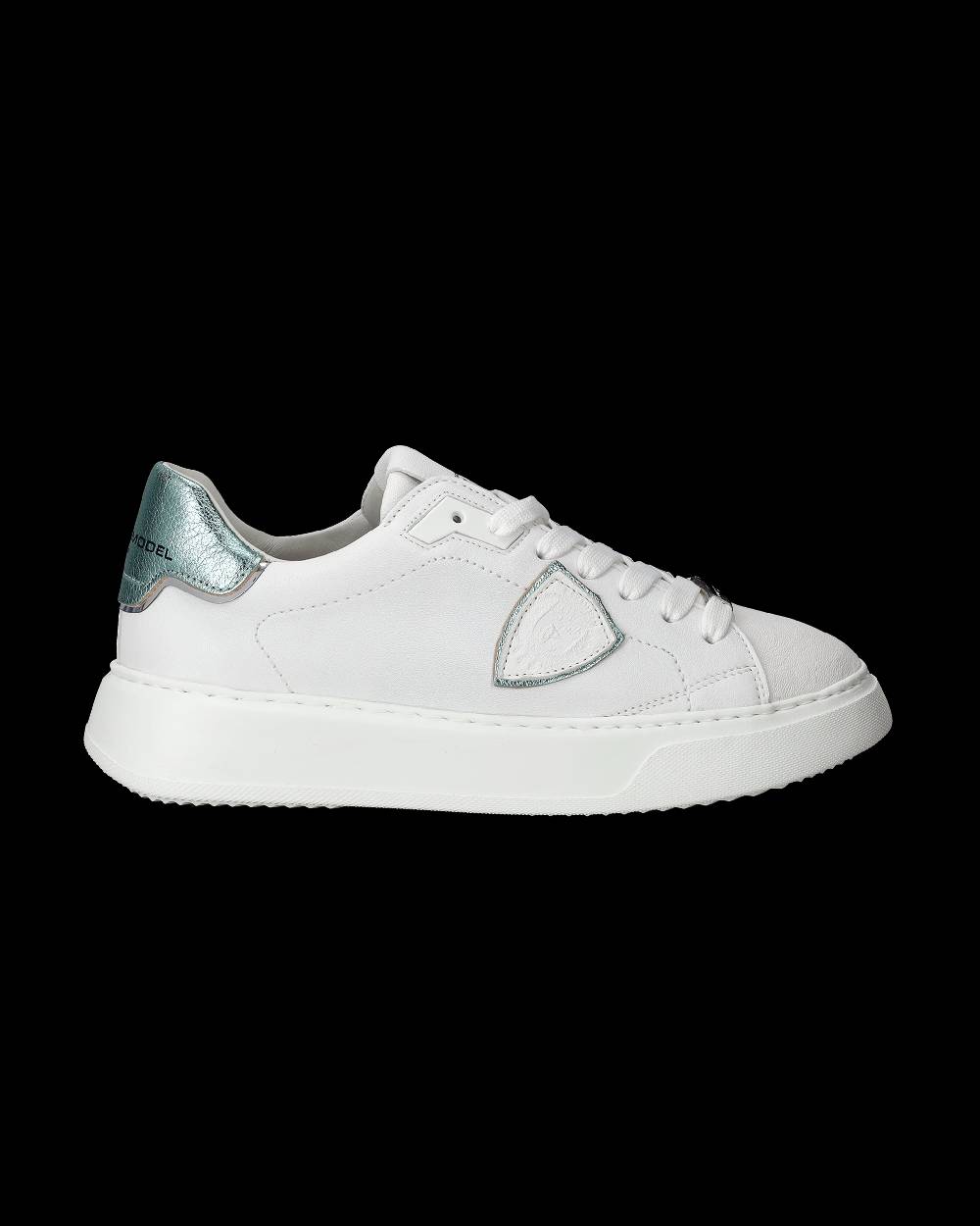 Philippe Model Sneakers Temple da Donna Bianche e Blu in Pelle Morbida Saldi Di Fabbrica