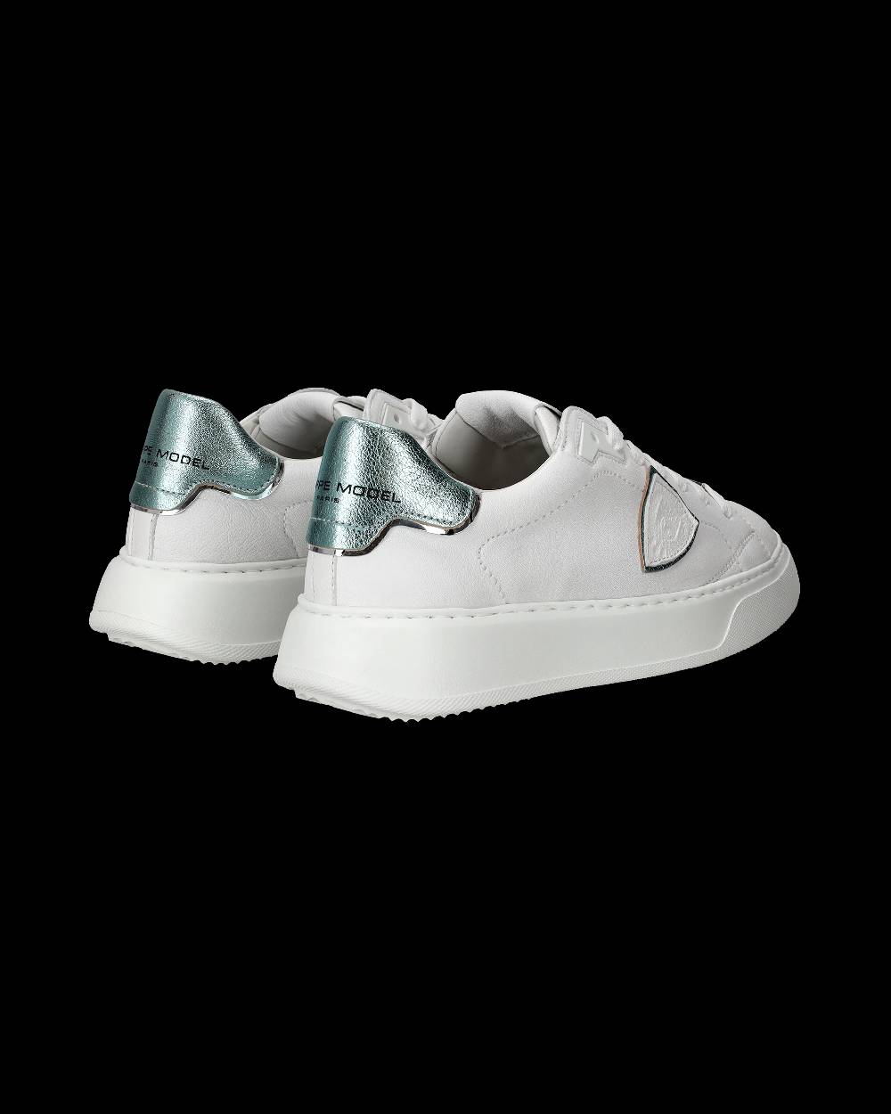 Philippe Model Sneakers Temple da Donna Bianche e Blu in Pelle Morbida Saldi Di Fabbrica