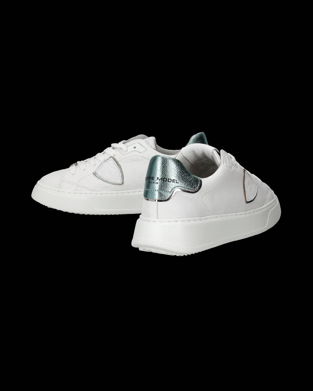 Philippe Model Sneakers Temple da Donna Bianche e Blu in Pelle Morbida Saldi Di Fabbrica
