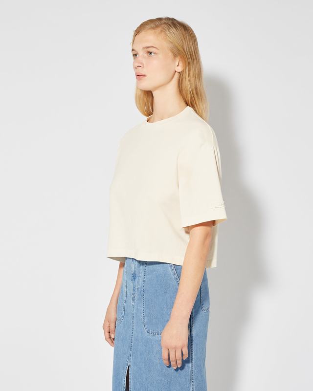 Philippe Model T-Shirt Cropped Marion da Donna Beige ecru in Jersey I Più Venduti