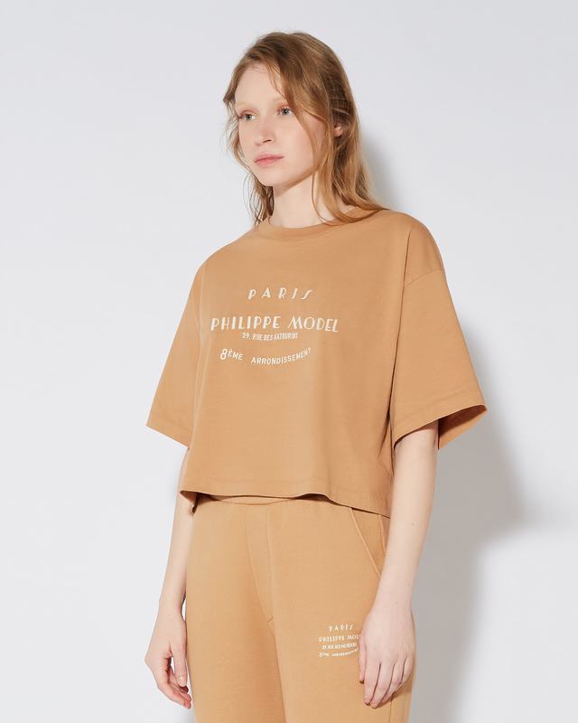 Philippe Model T-shirt cropped Marion da Donna Marrone in Jersey 2025
