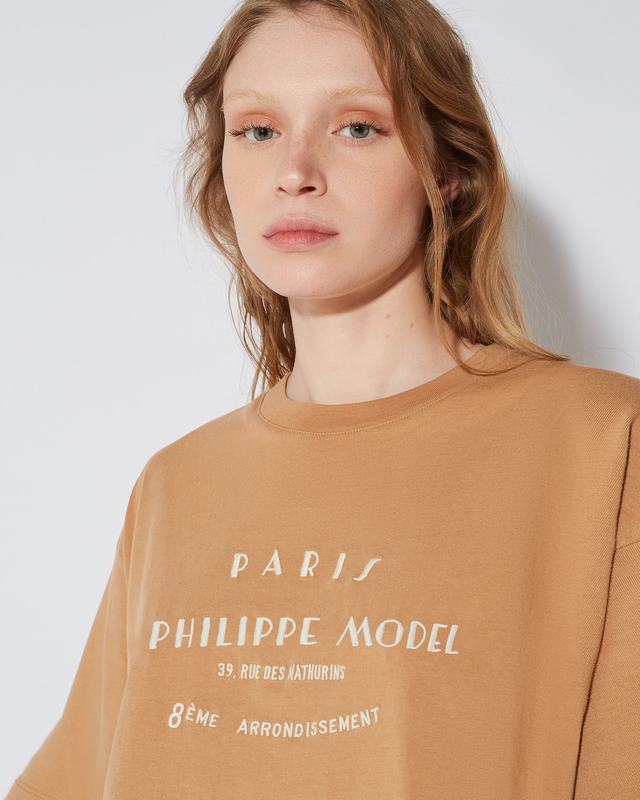 Philippe Model T-shirt cropped Marion da Donna Marrone in Jersey 2025