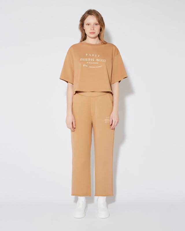 Philippe Model T-shirt cropped Marion da Donna Marrone in Jersey 2025