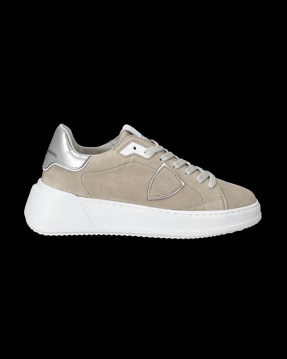 Philippe Model Sneaker basse Tres Temple donna - beige e argento In Saldo
