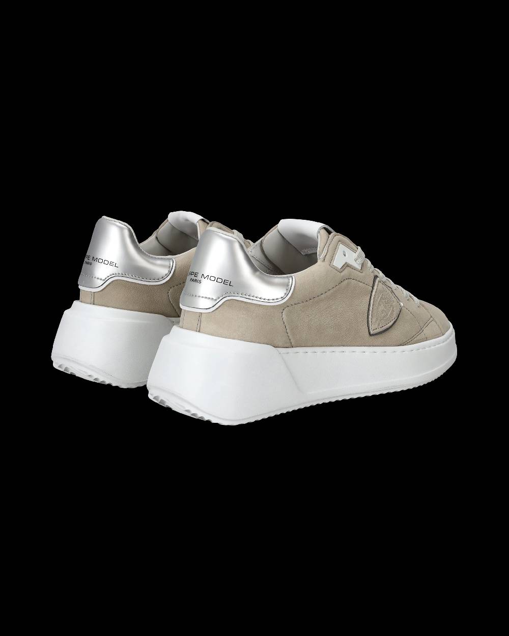 Philippe Model Sneaker basse Tres Temple donna - beige e argento In Saldo