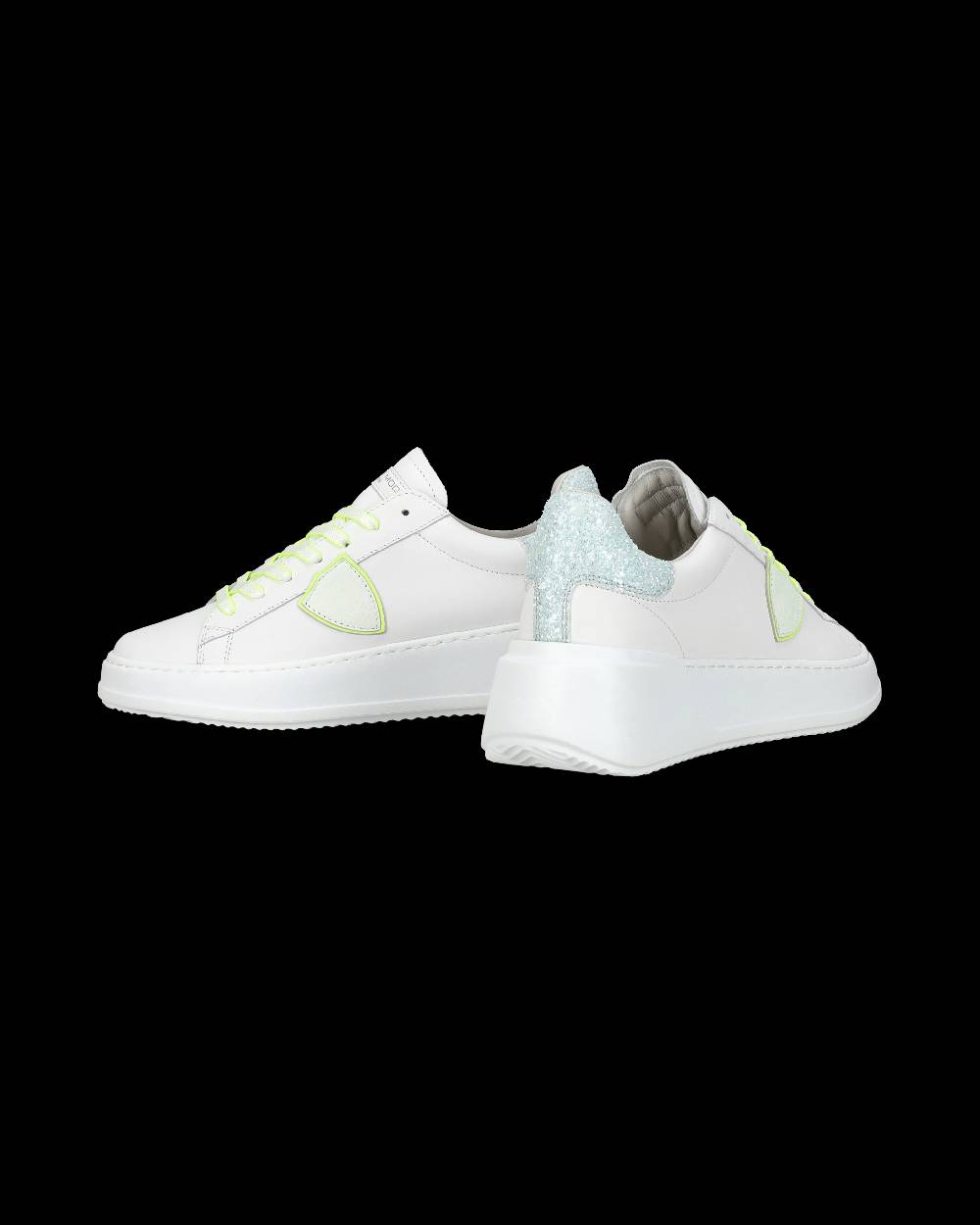 Philippe Model Sneakers casual Tres Temple da donna in pelle e glitter - Bianco e rosa 2025