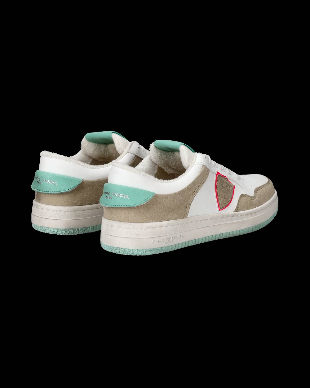 Philippe Model Sneakers Lyon da Donna Bianche e Verdi in Pelle Riciclata 2025