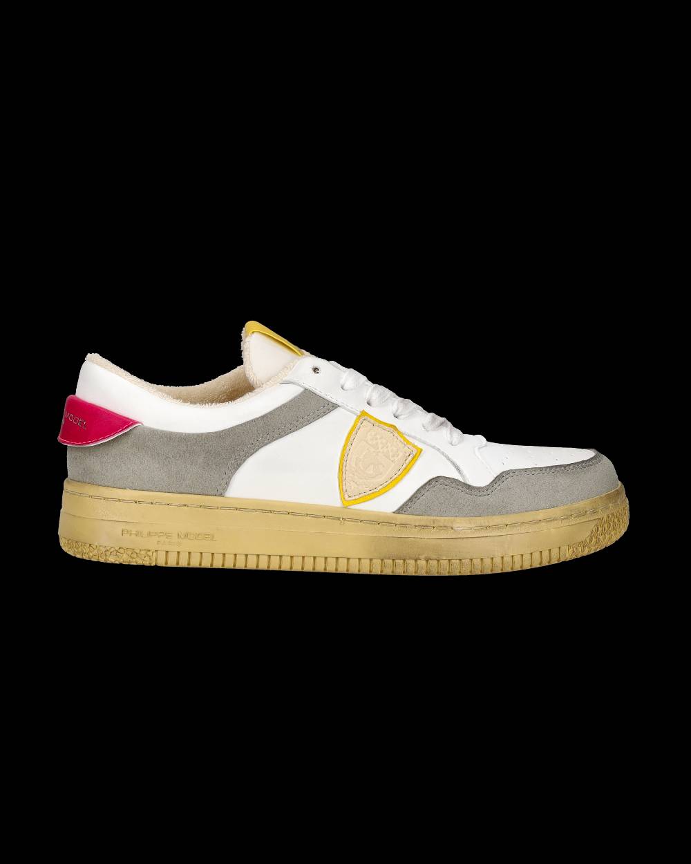 Philippe Model Sneakers Lyon Tennis Donna, Bianco Fucsia Giallo In Linea
