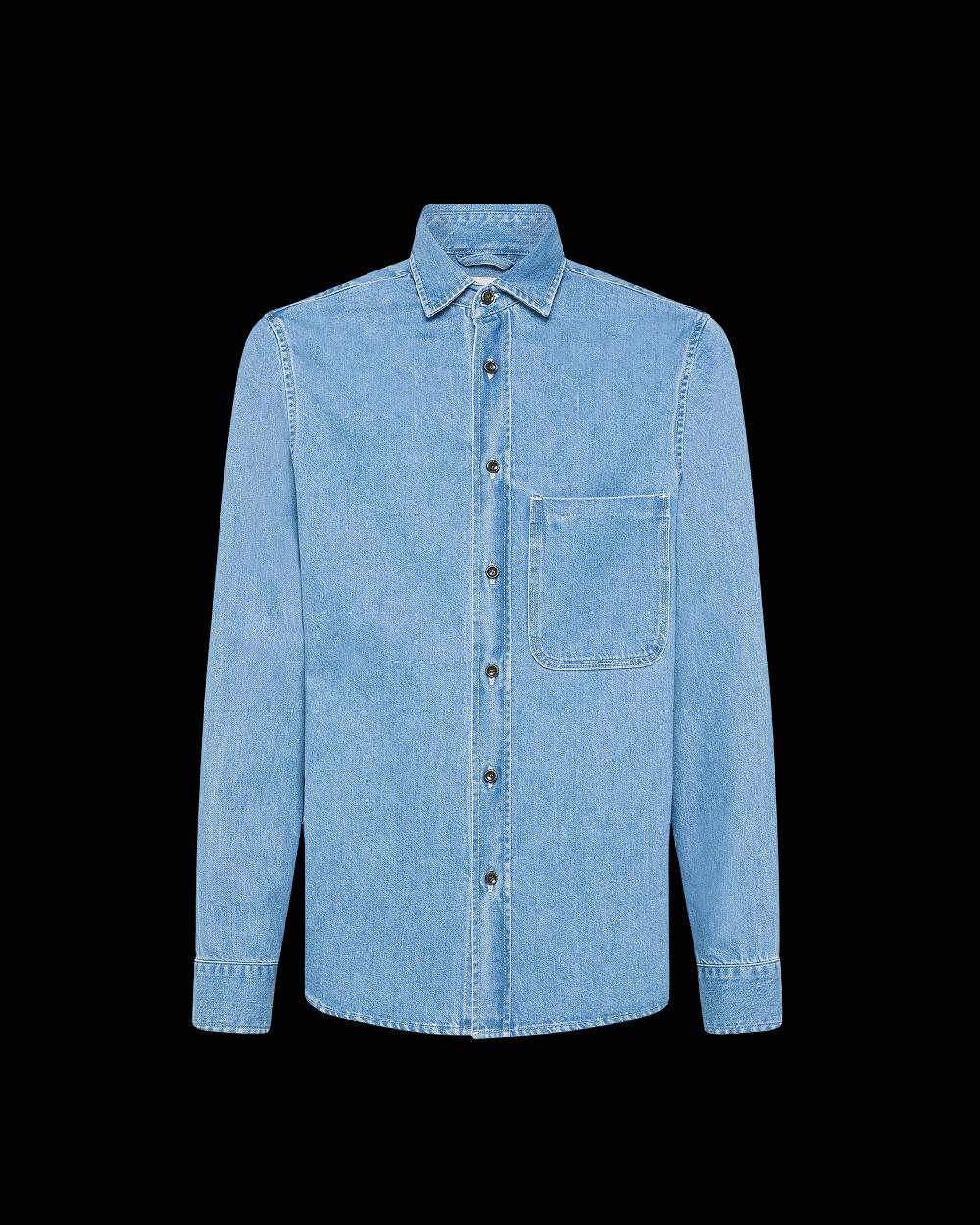 Philippe Model Denim Overshirt David da Uomo Azzurra in Denim Italy