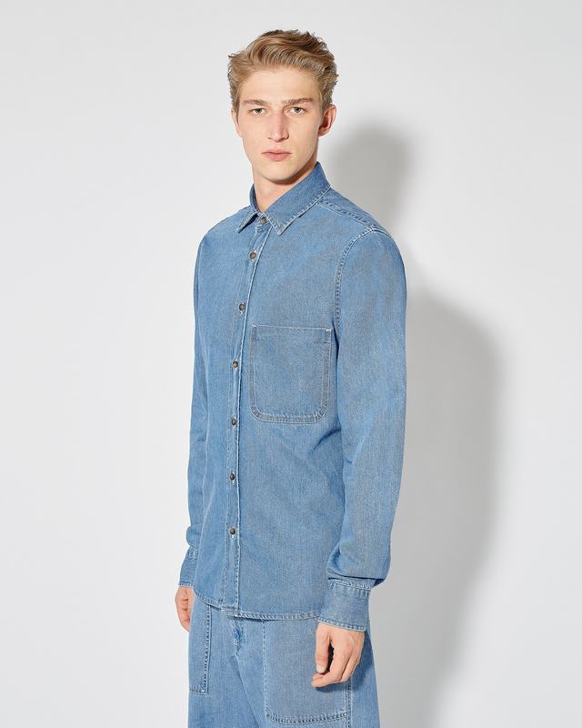 Philippe Model Denim Overshirt David da Uomo Azzurra in Denim Italy