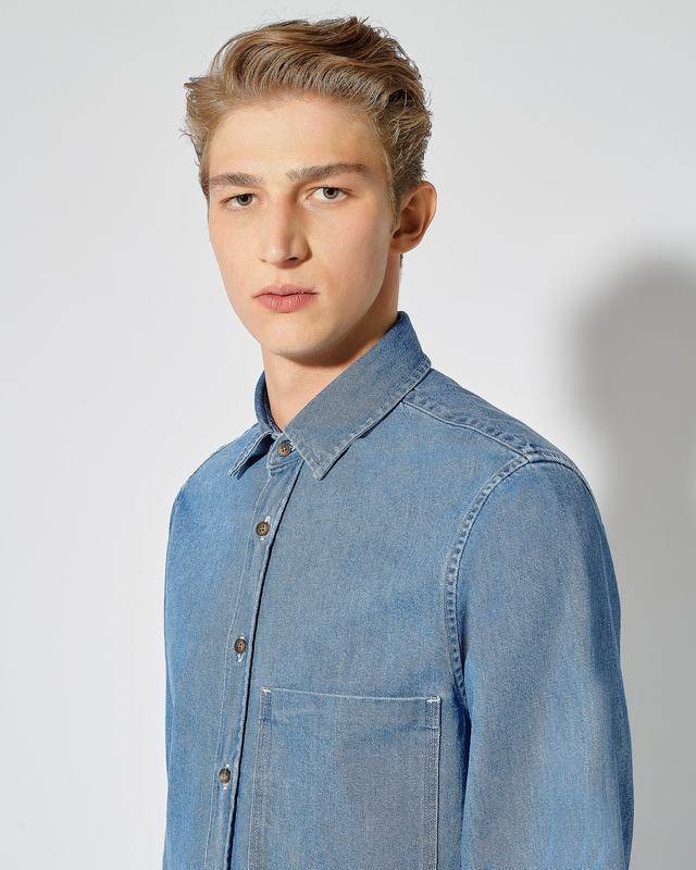Philippe Model Denim Overshirt David da Uomo Azzurra in Denim Italy
