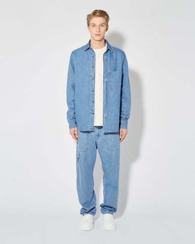 Philippe Model Denim Overshirt David da Uomo Azzurra in Denim Italy
