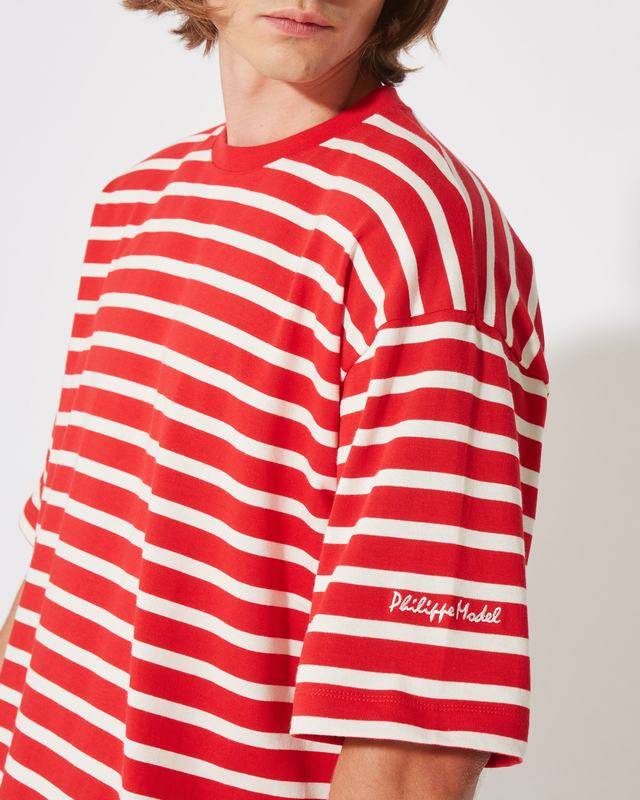 Philippe Model T-Shirt Maurice da Uomo Rossa in Cotone Qualità